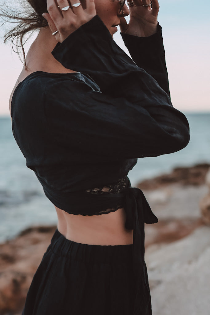 Leinenshirt MOANA - Schwarz