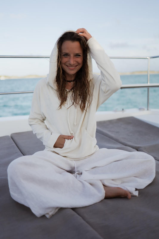 UNISEX Cord Hoodie FARO - Natur