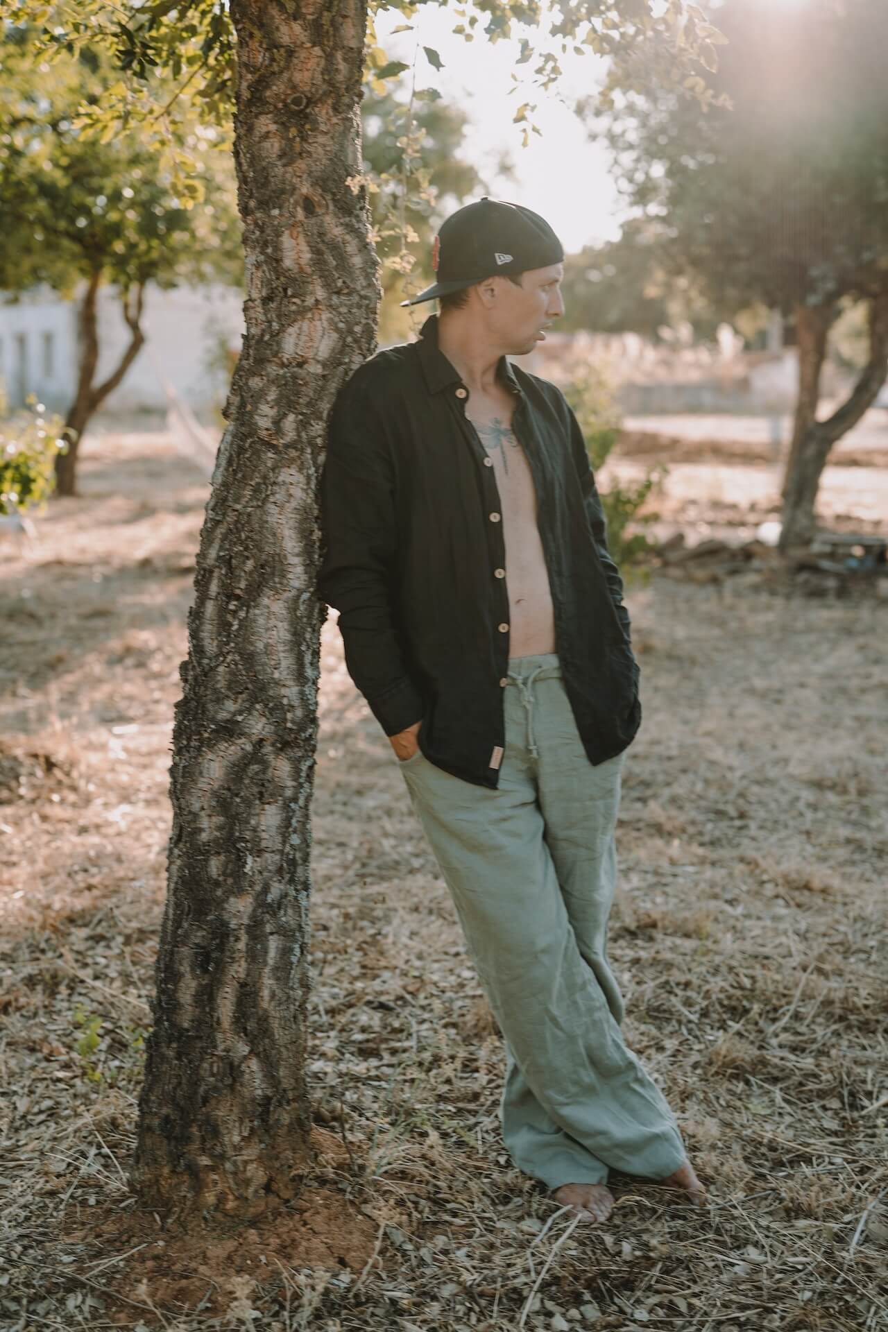 UNISEX Leinenhose FINDUS - Olive