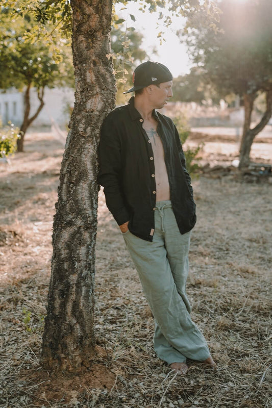 UNISEX Leinenhose FINDUS - Olive