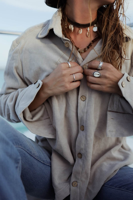 UNISEX Cord Hemd TAVIRA - Taupe