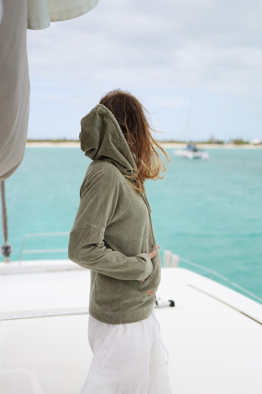 UNISEX Cord Hoodie FARO - Olive