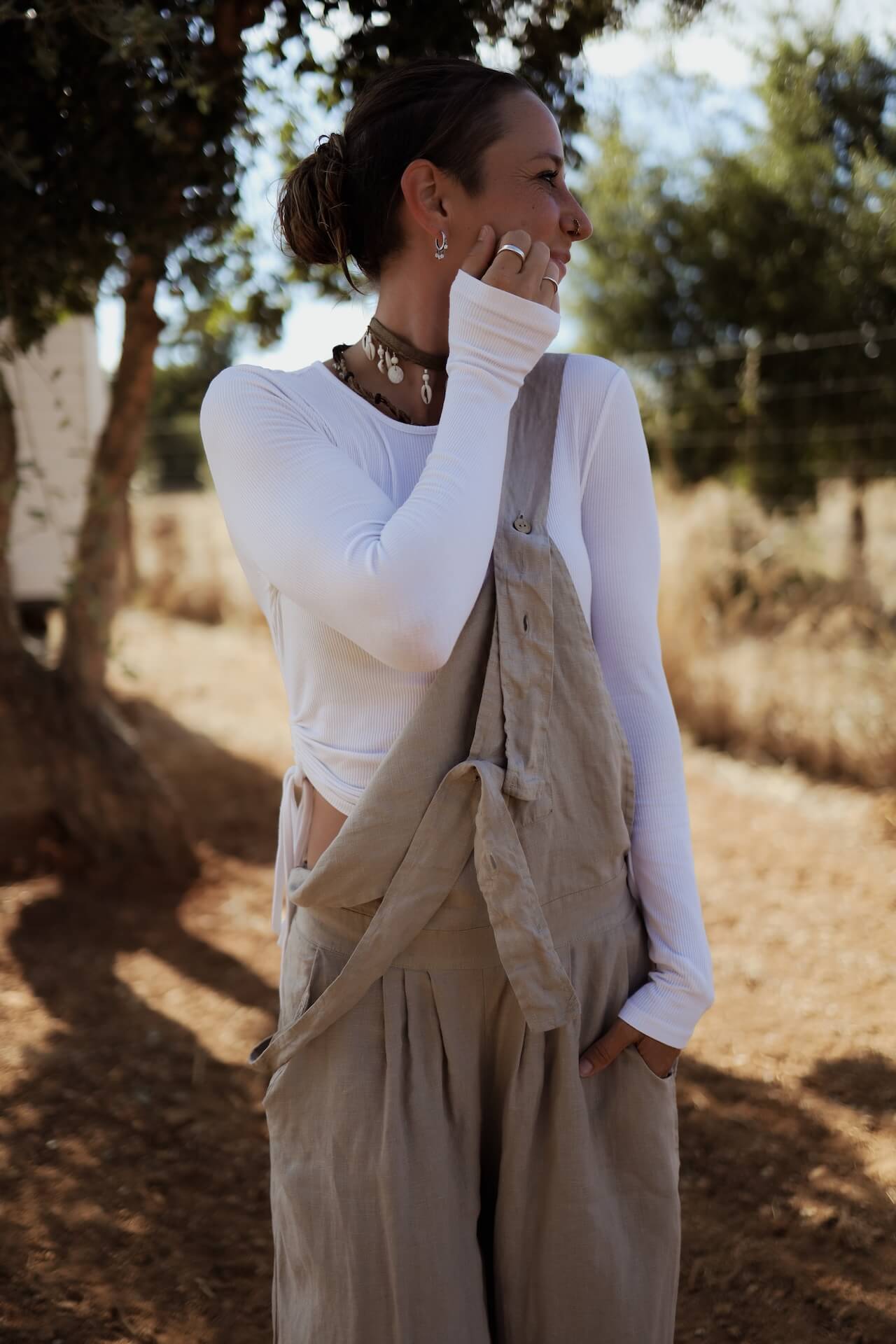 Leinen Overall FUSETA - Sand