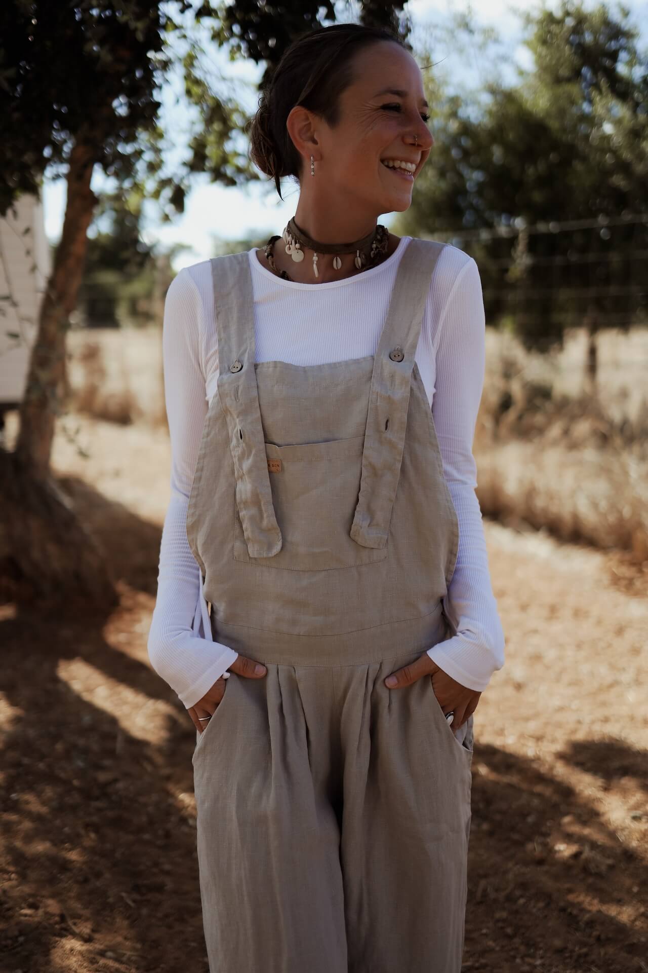 Leinen Overall FUSETA - Sand