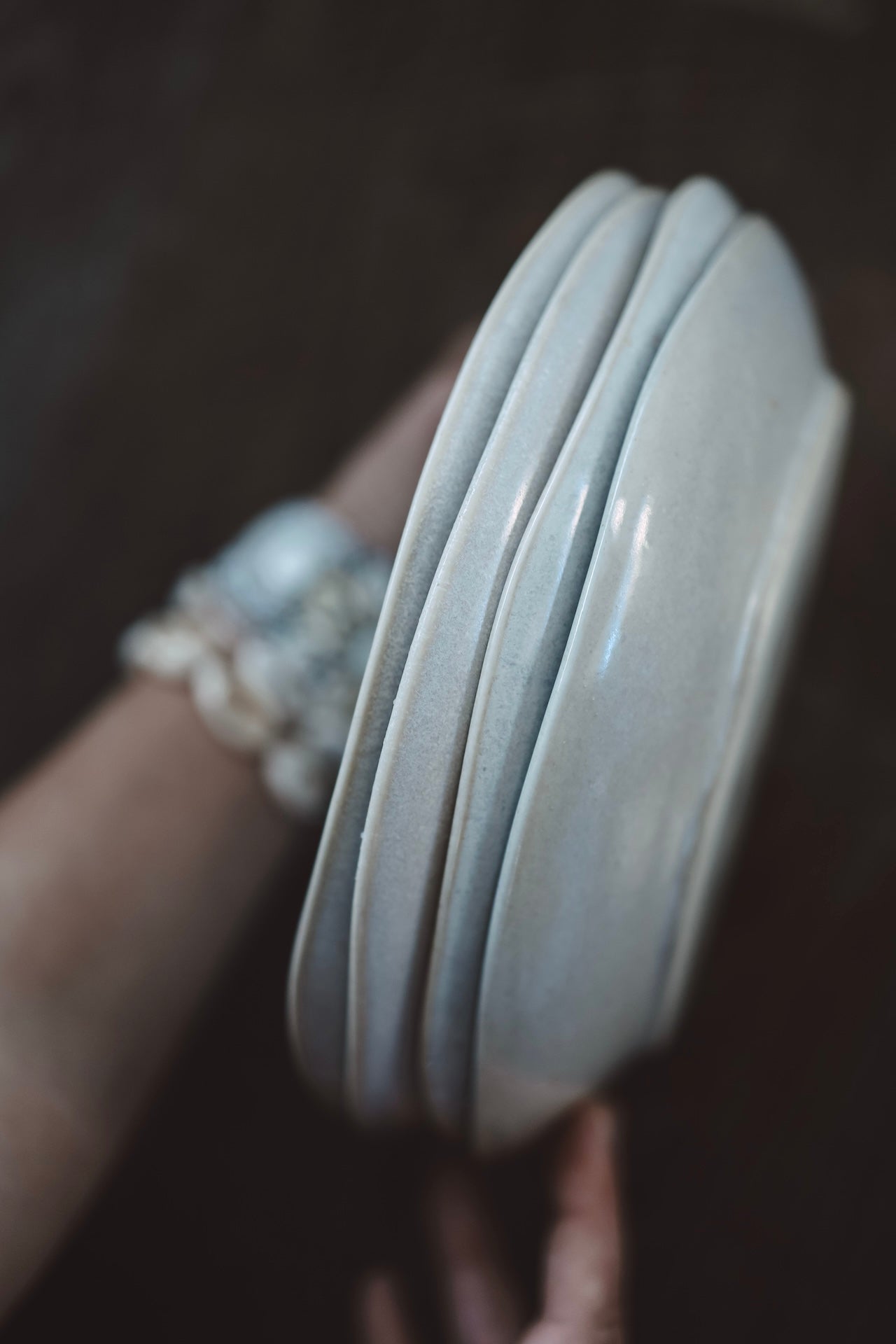 4er kleine Teller SET (Perlmutt matt)