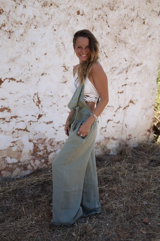 Leinen Overall FUSETA - Olive