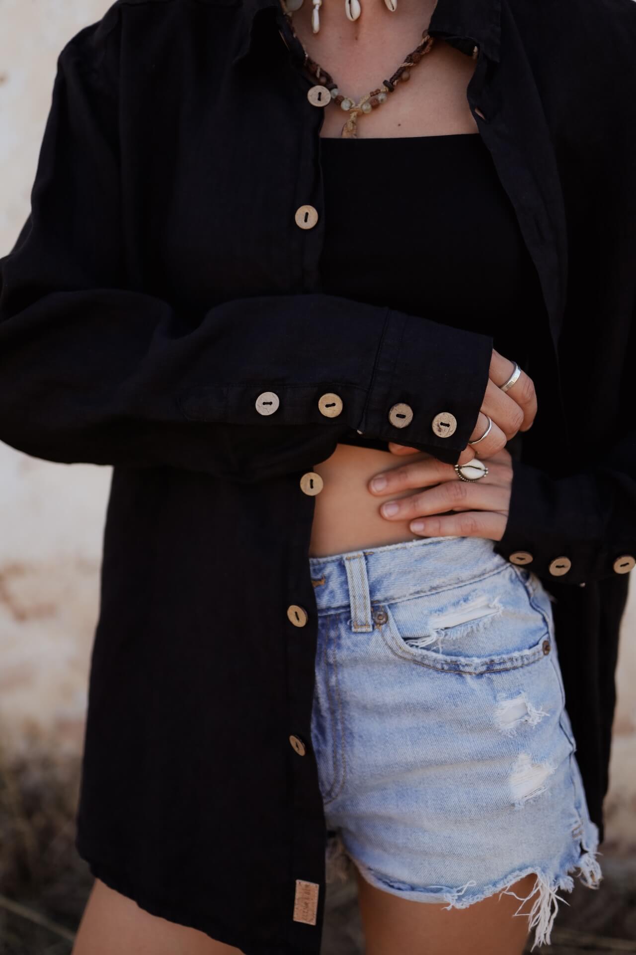 UNISEX Leinenhemd ARMONA - Schwarz