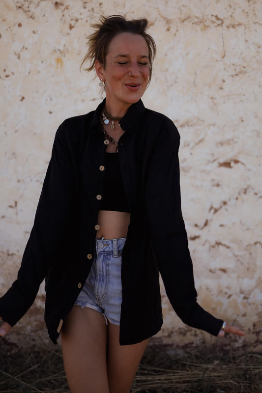 UNISEX Leinenhemd ARMONA - Schwarz