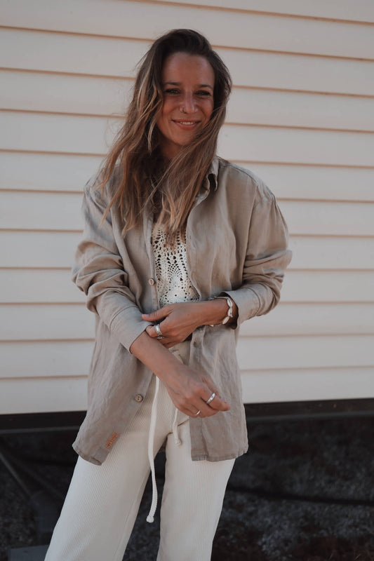 UNISEX Leinenhemd ARMONA - Taupe