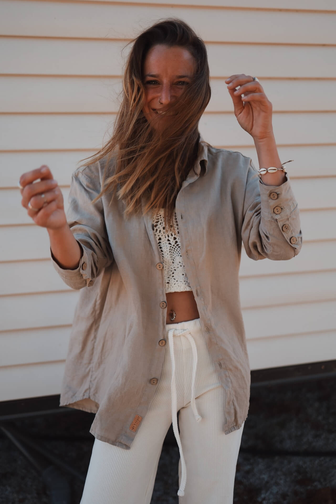 UNISEX Leinenhemd ARMONA - Taupe