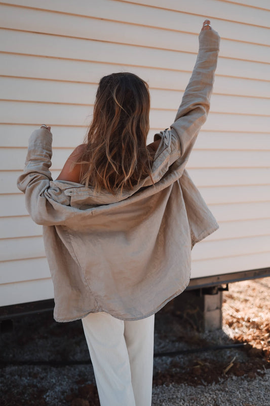 UNISEX Leinenhemd ARMONA - Taupe