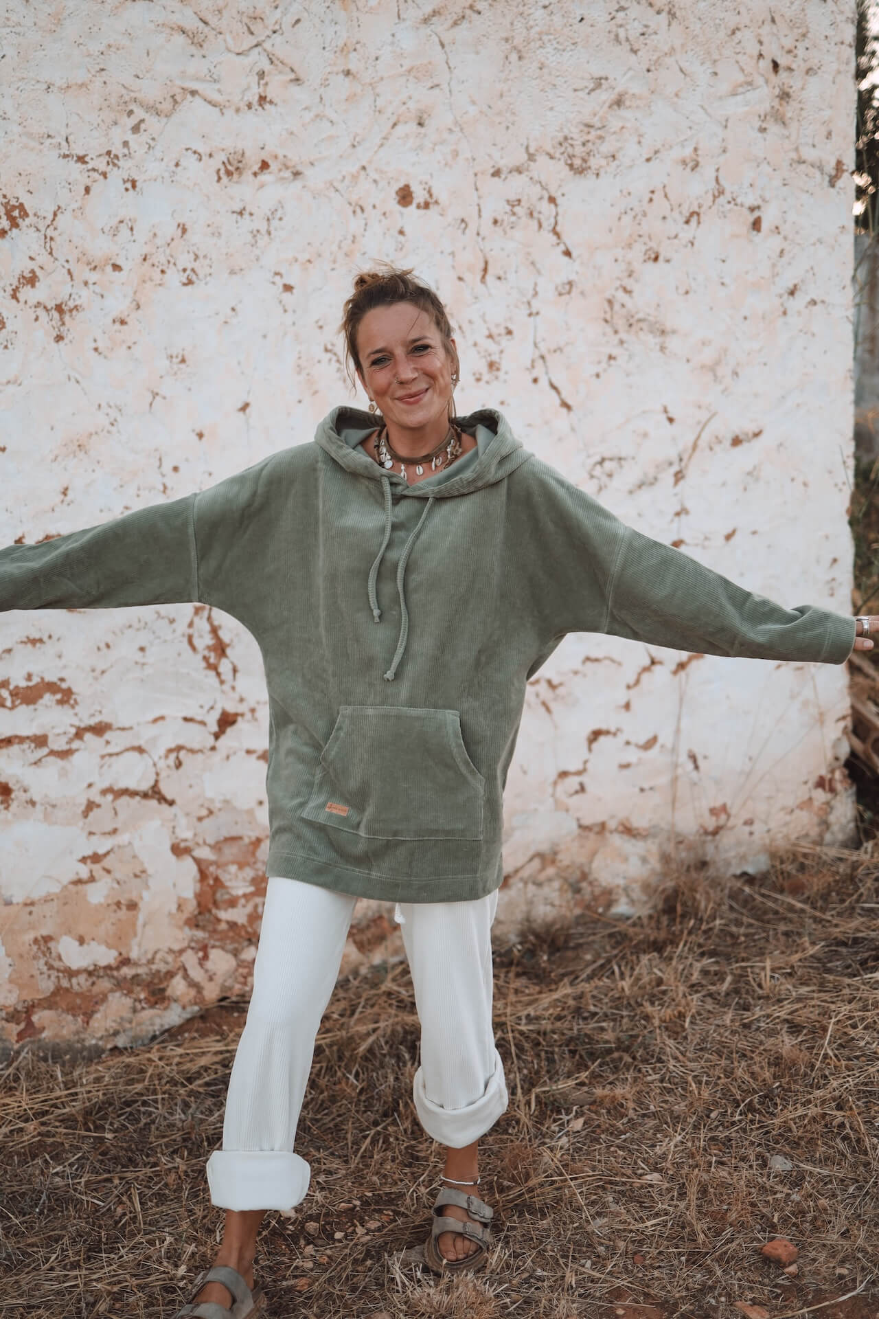 UNISEX Cord Hoodie FARO - Olive