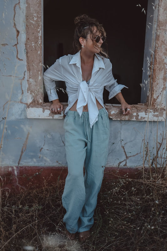 UNISEX Leinenhose FINDUS - Ozean