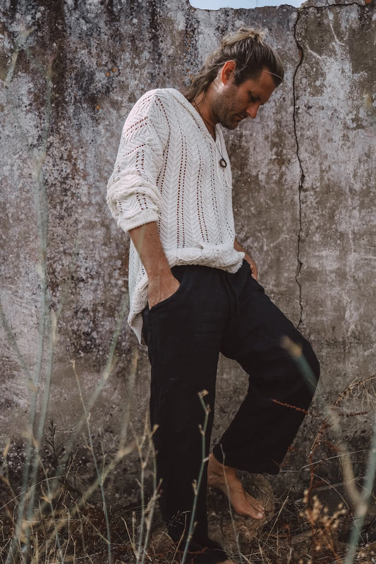 UNISEX Leinenhose FINDUS - Schwarz