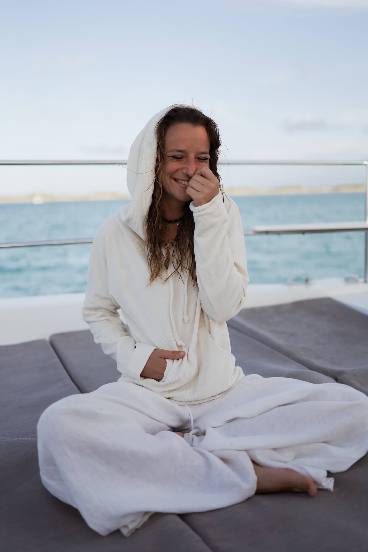 UNISEX Cord Hoodie FARO - Natur
