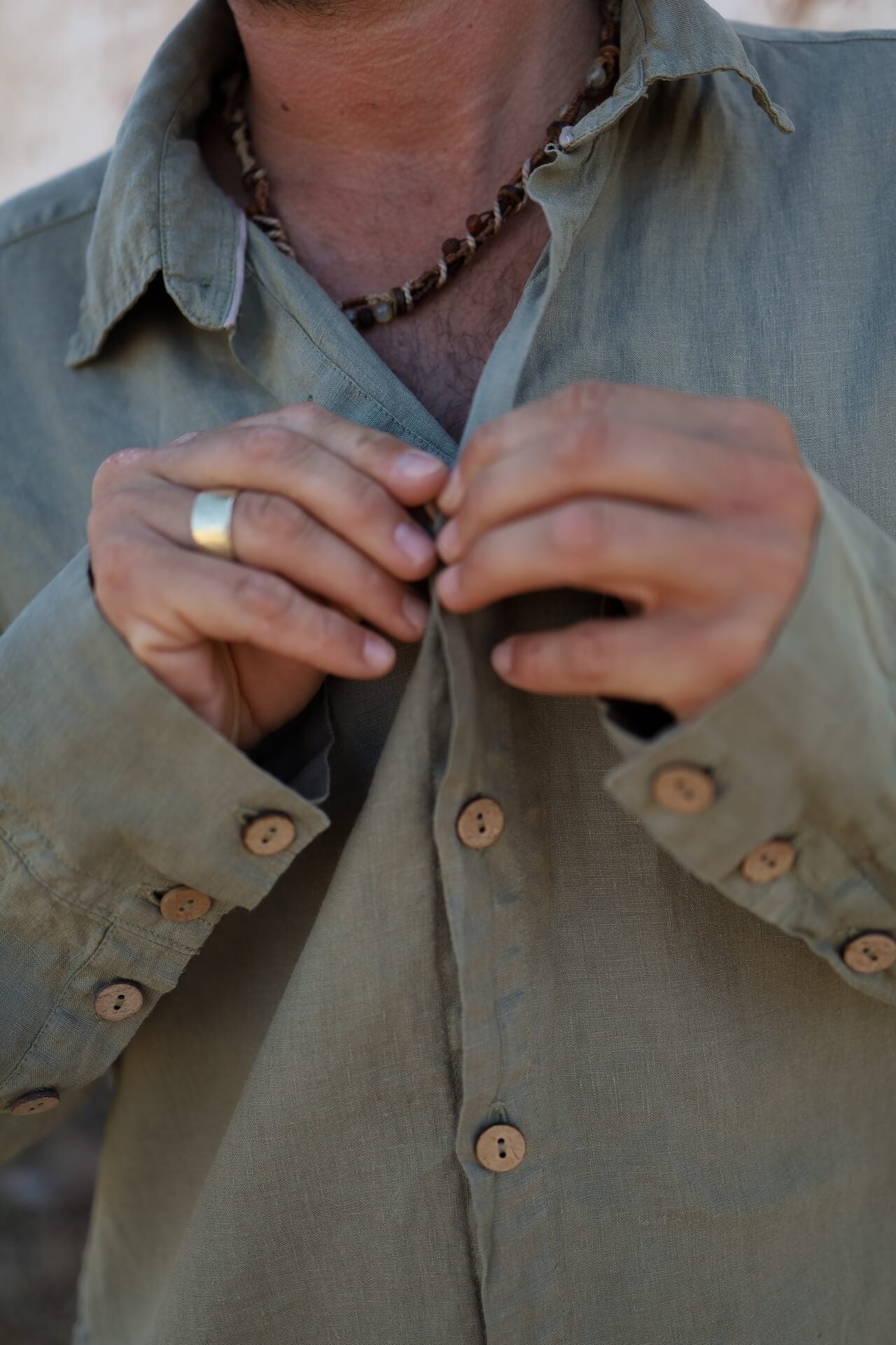 UNISEX Leinenhemd ARMONA - Olive