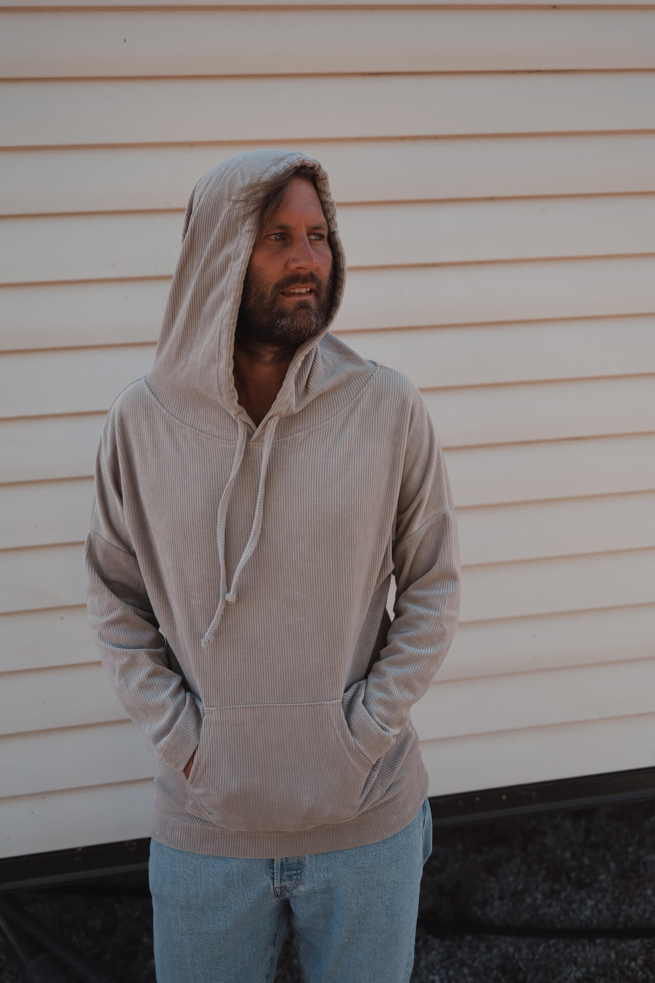 UNISEX Cord Hoodie FARO - Taupe